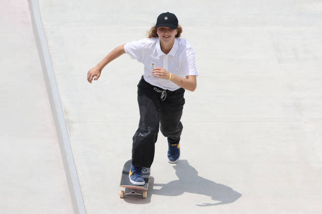 Skateboarder Lore Bruggeman pictured during the heats of the women street skateboarding competition on the fourth day of the 'Tokyo 2020 Olympic Games' in Tokyo, Japan on Monday 26 July 2021. The postponed 2020 Summer Olympics are taking place from 23 July to 8 August 2021. BELGA PHOTO BENOIT DOPPAGNE