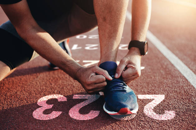 Sports man who wants to start the new year 2023. Concept of new professional achievements in the new year and success