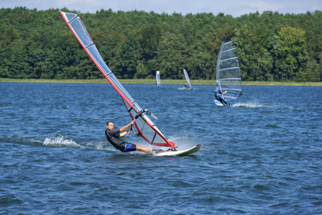 Windsurfing on the lake Niesłysz, Poland